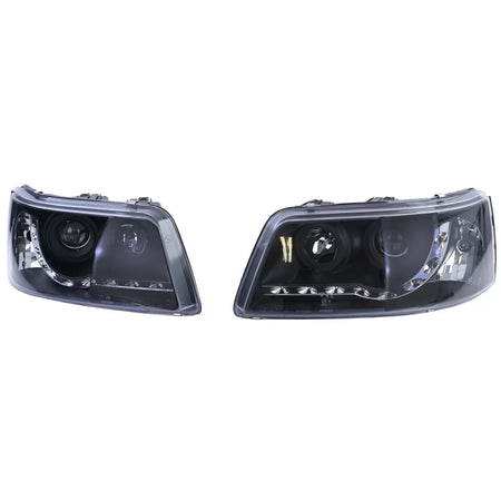 Fari con Luce Diurna LED Neri Anteriori per VW Transporter Bus T5 03-09