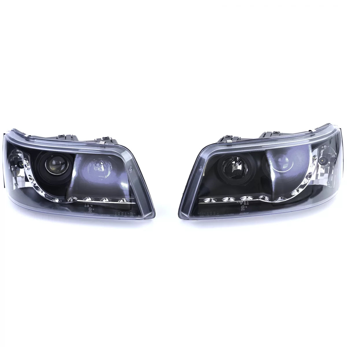 Fari con Luce Diurna LED Neri Anteriori per VW Transporter Bus T5 03-09