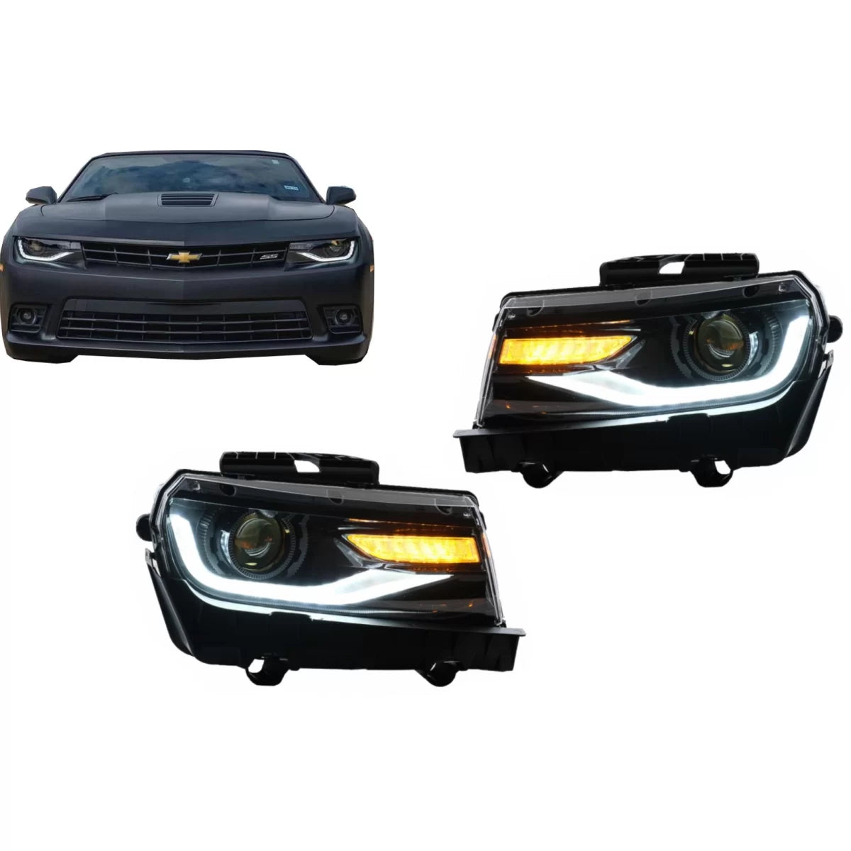 Fari LED con Luci Diurne e Frecce Dinamiche Anteriori per Chevrolet Camaro MK5