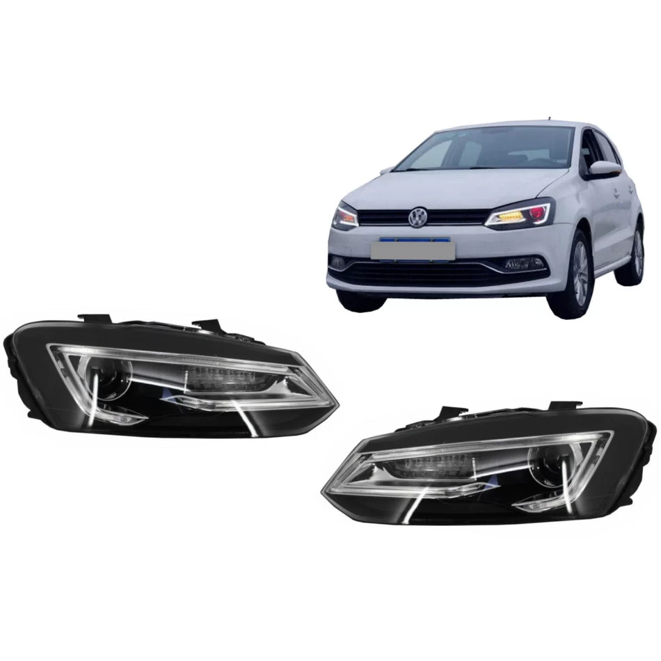 Fari LED Xenon Devil Eye Anteriori Sinistri per VW Polo 6R 6C 61 2011-2017 LHD