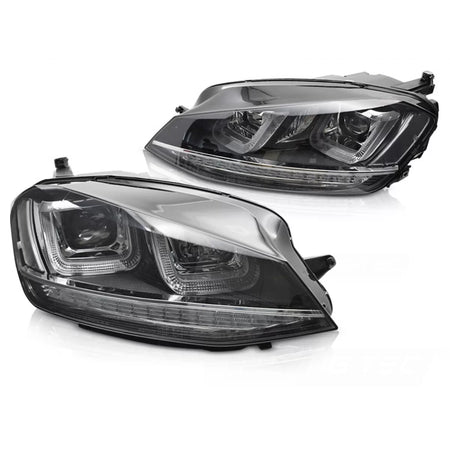 Fari Anteriori Neri con Linea Cromata per Volkswagen Golf 7 13-17