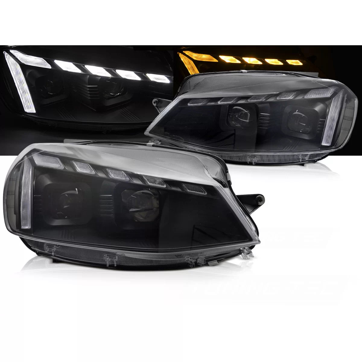 Fari Anteriori Sequenziali Neri per Volkswagen Golf 7 17-19