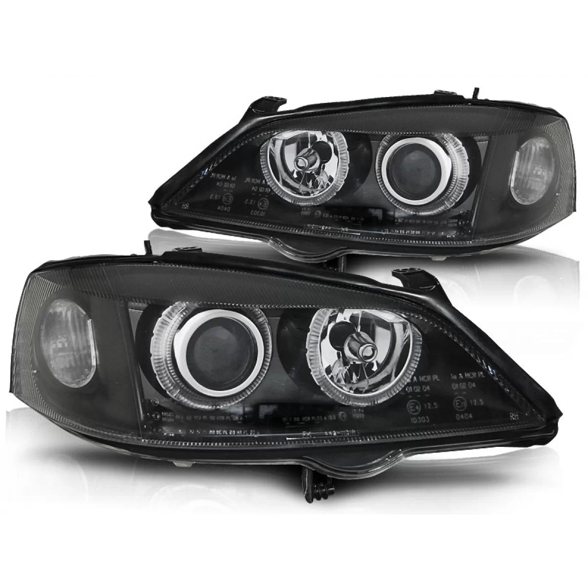 Fari Anteriori Angel Eyes Neri per Opel Astra G 09.97-02.04