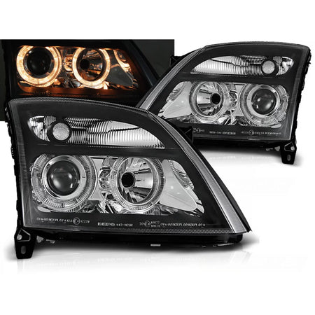 Fari Anteriori Angel Eyes Neri per Opel Vectra C 04.02-08.05