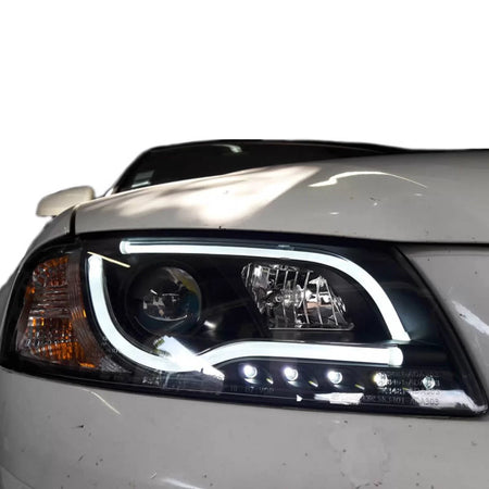 Fari Anteriori Set con DRL e LED Tubo Neri H7/h1 per Audi A3 8P 03-08