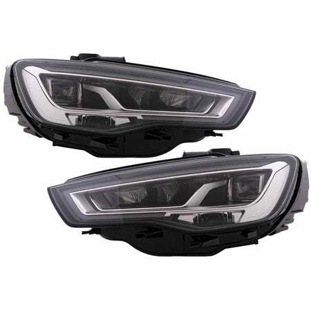 Fari Anteriori Full LED con Motore Nero H7 per Audi A3 8V 12-16