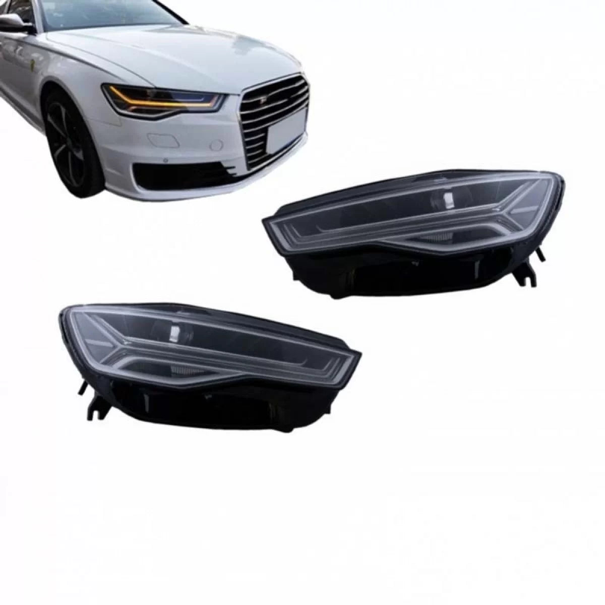 Fari Anteriori Full LED Matrix con Segnale Dinamico Neri per Audi A6 4G C7