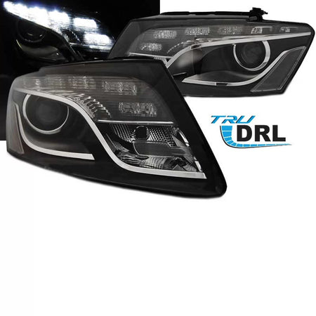 Fari Anteriori con Luci Diurne H7 Neri con Motorino Audi Q5 8R 08-12