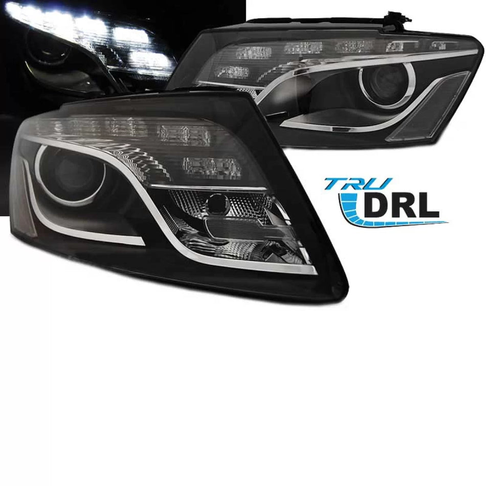 Fari Anteriori con Luci Diurne H7 Neri con Motorino Audi Q5 8R 08-12