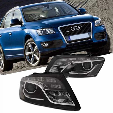 Fari Anteriori con Luci Diurne H7 Neri con Motorino Audi Q5 8R 08-12