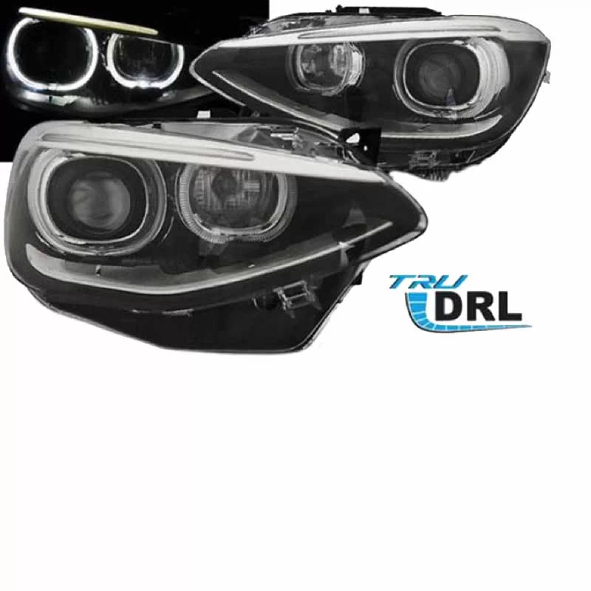 Fari Anteriori LED Angel Eyes Neri H7 con Motor BMW 1 F20 F21 11-14