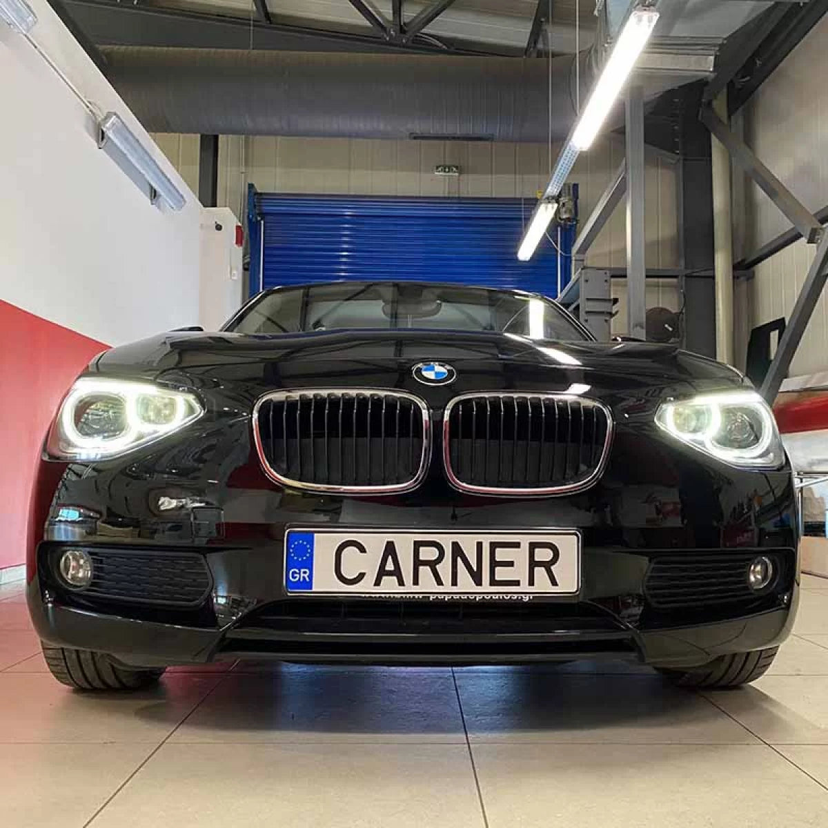 Fari Anteriori LED Angel Eyes Neri H7 con Motor BMW 1 F20 F21 11-14