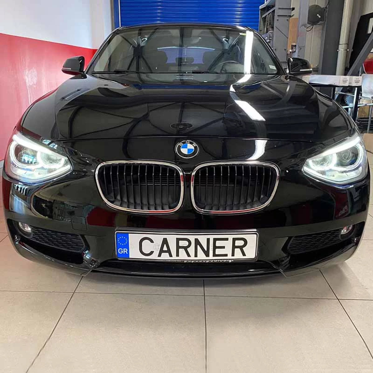 Fari Anteriori LED Angel Eyes Neri H7 con Motor BMW 1 F20 F21 11-14