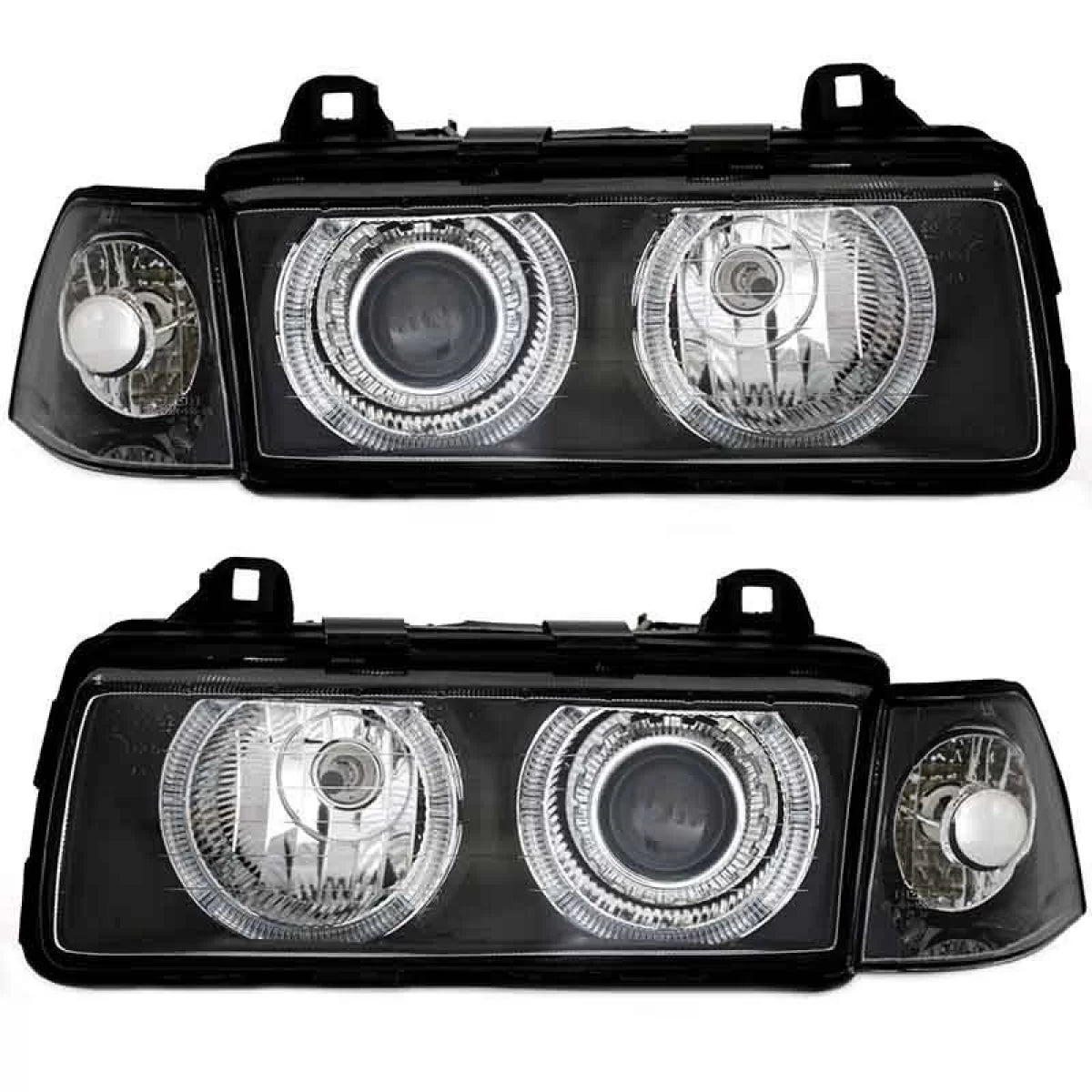 Fari Anteriori Angel Eyes Neri H7 per BMW 3 E36 90-99 Berlina Station