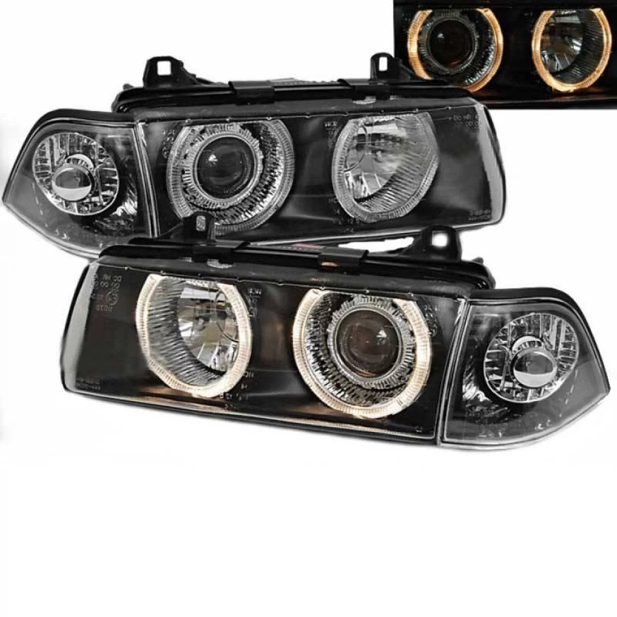Fari Anteriori Angel Eyes Neri H7 per BMW 3 E36 90-99 Berlina Station