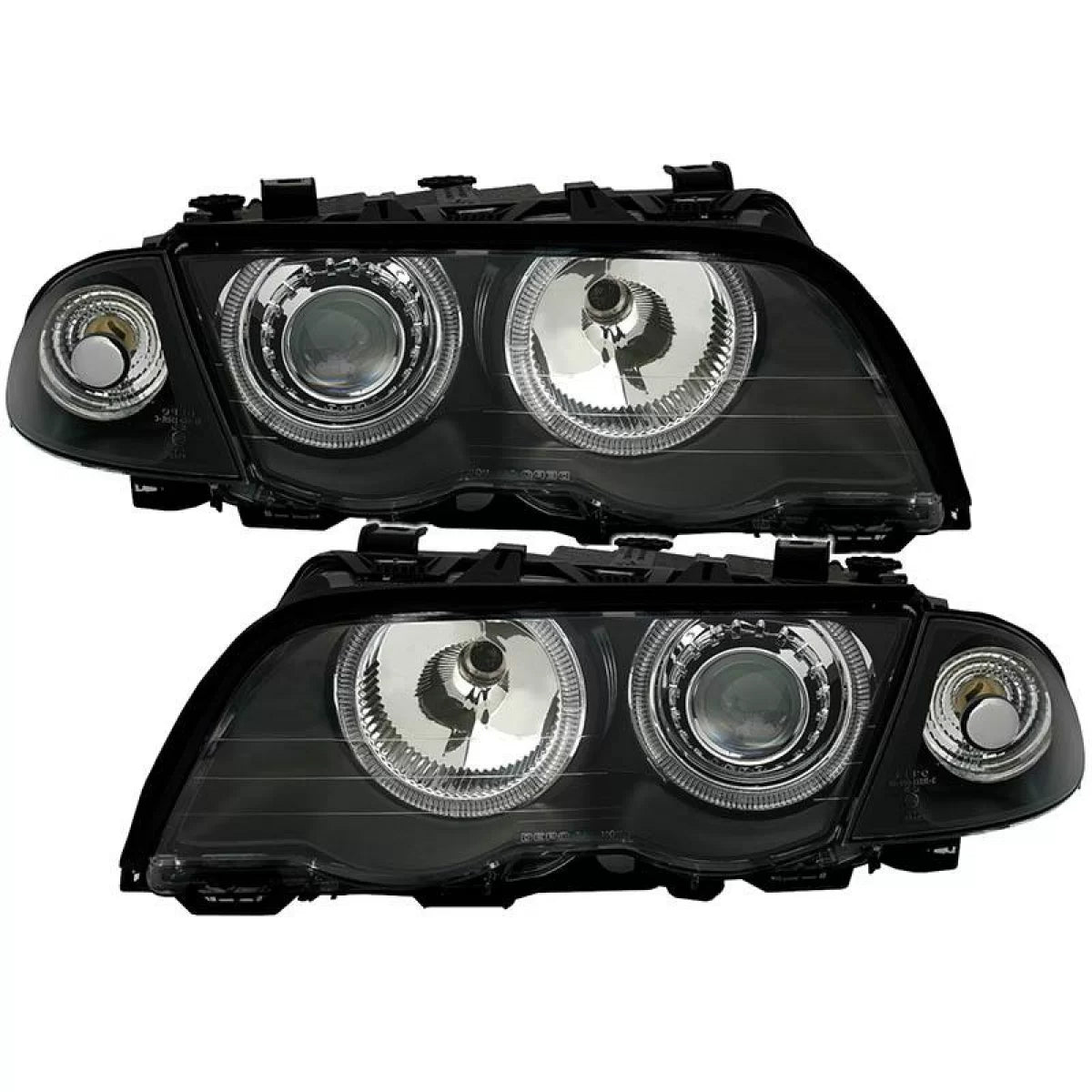 Fari Anteriori Angel Eyes Neri H7 Set Dx Sx per BMW 3 E46 Berlina Caravan 99-01