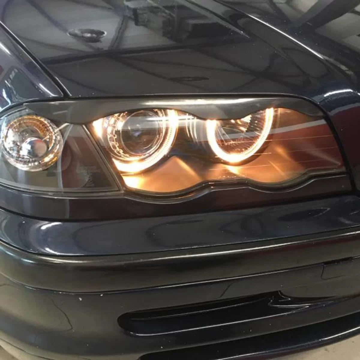 Fari Anteriori Angel Eyes Neri H7 Set Dx Sx per BMW 3 E46 Berlina Caravan 99-01