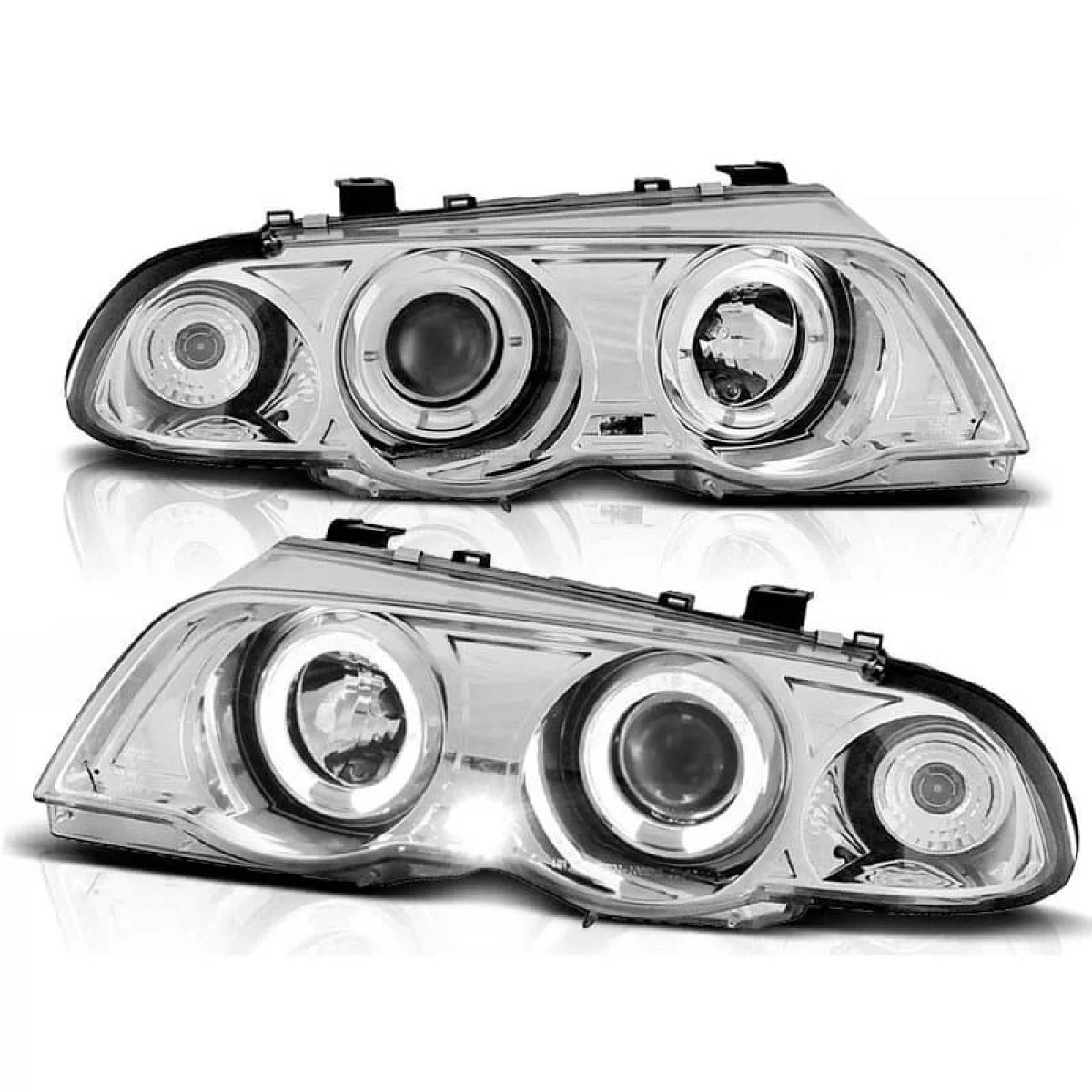 Fari Anteriori Angel Eyes Cromati H1 H1 per BMW Serie 3 E46 Berlina/caravan