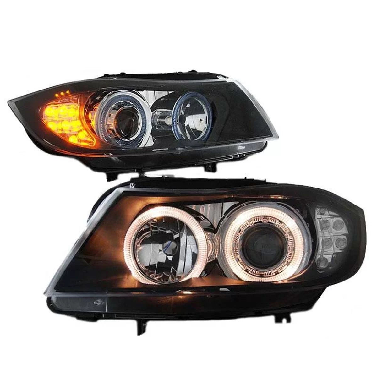 Fari Anteriori Angel Eyes LED Neri H7 per BMW 3 E90 E91 05-08