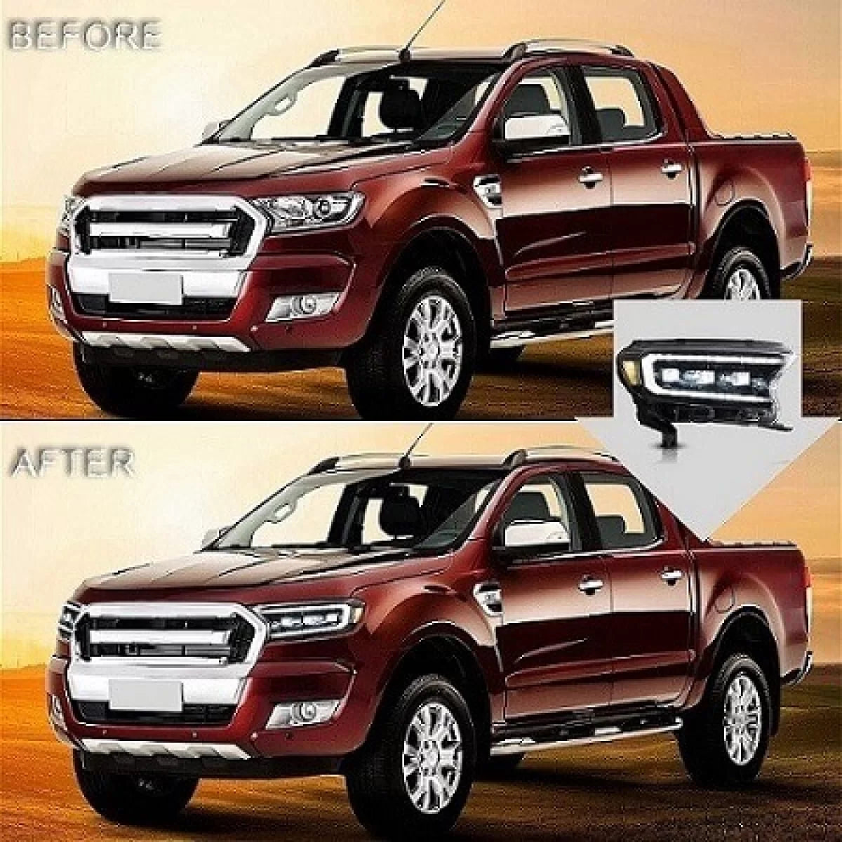 Fari Anteriori Full LED con DRL Dinamico e Motor Ford Ranger 15-20