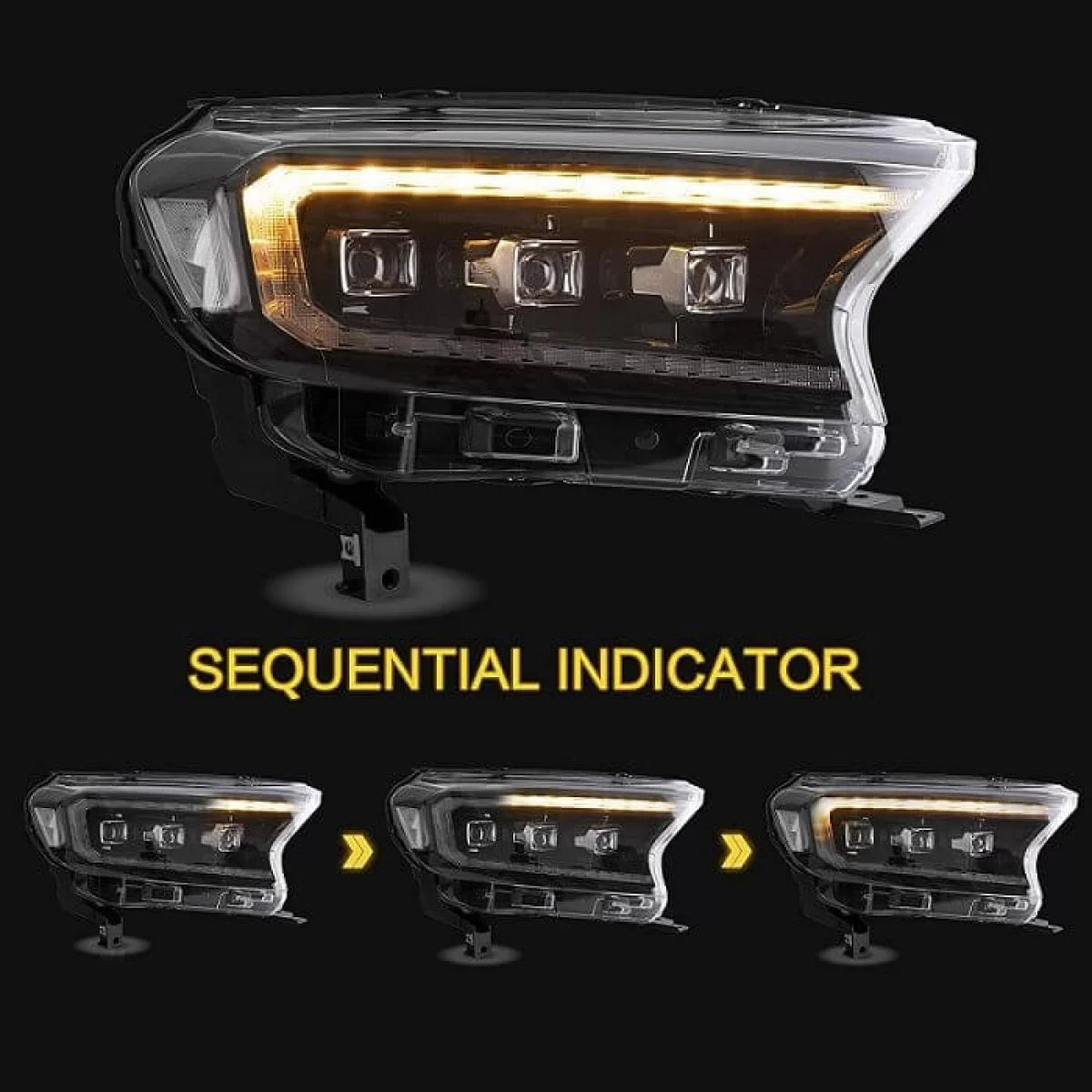 Fari Anteriori Full LED con DRL Dinamico e Motor Ford Ranger 15-20