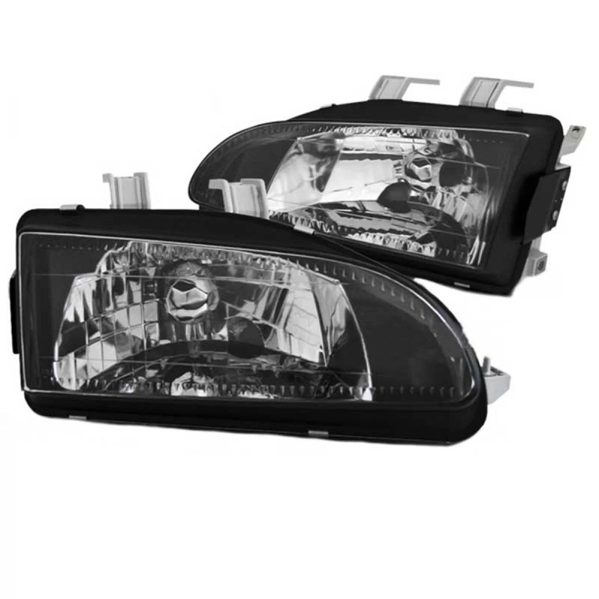 Fari Anteriori Neri Trasparente H4 Manuali per Honda Civic 2D 3D 91-95
