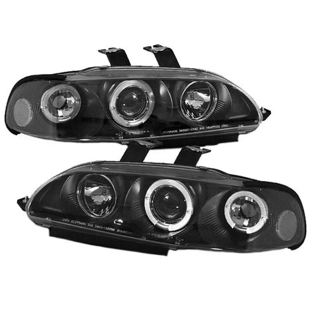 Fari Anteriori Angel Eyes LED Neri H1 H1 Manuali per Honda Civic 92-95 2D 3D