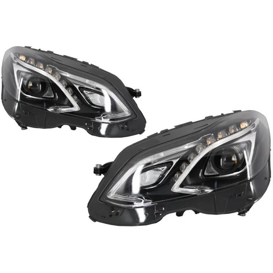 Fari Anteriori Full LED con DRL Neri Facelift W212 Mercedes Classe E 09-13