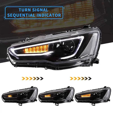 Fari Anteriori con LED Diurni e Frecce Dinamiche Nero/cromo per Mitsubishi