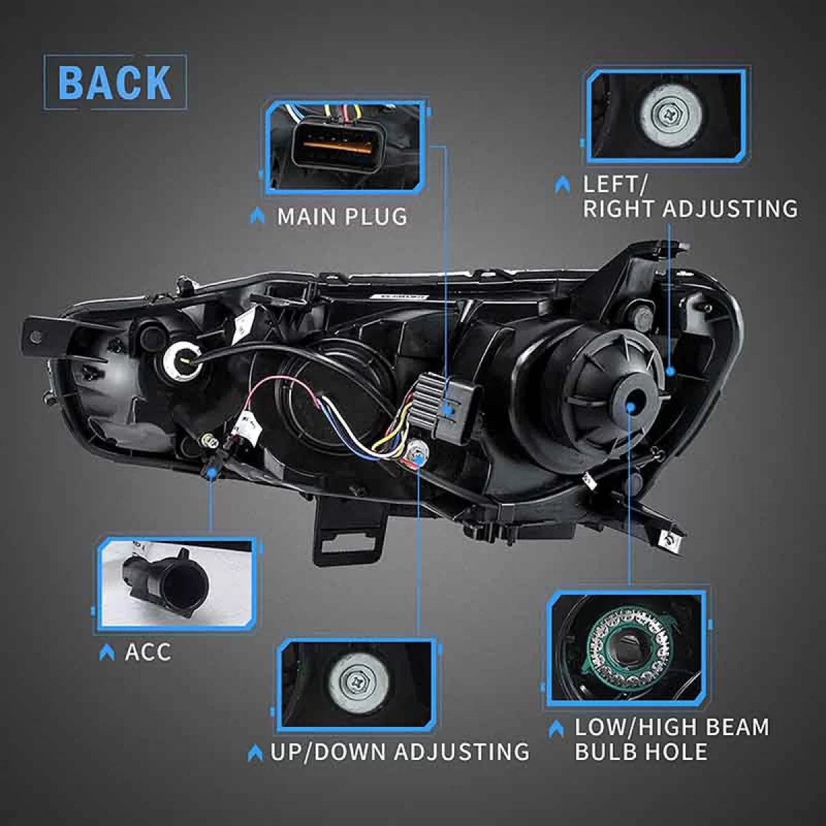 Fari Anteriori con LED Diurni e Frecce Dinamiche Nero/cromo per Mitsubishi
