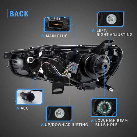 Fari Anteriori con LED Diurni e Frecce Dinamiche Nero/cromo per Mitsubishi