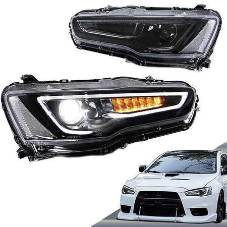 Fari Anteriori con LED Diurni e Frecce Dinamiche Nero/cromo per Mitsubishi