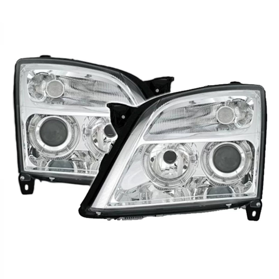 Fari Anteriori Angel Eyes Cromati H7/h7 per Opel Vectra C 02-05