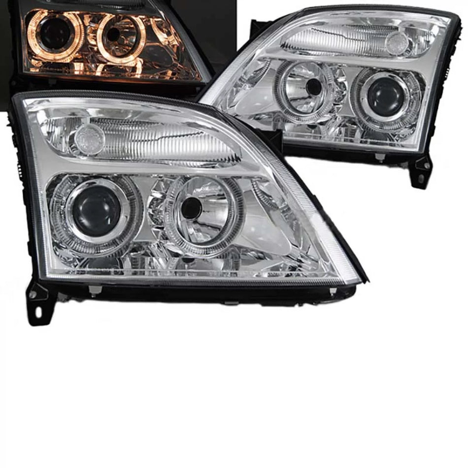 Fari Anteriori Angel Eyes Cromati H7/h7 per Opel Vectra C 02-05
