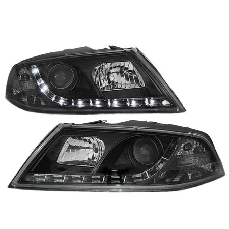 Fari Anteriori con Luci Diurne DRL Nero H7/h1 per Skoda Octavia 1Z 04-08