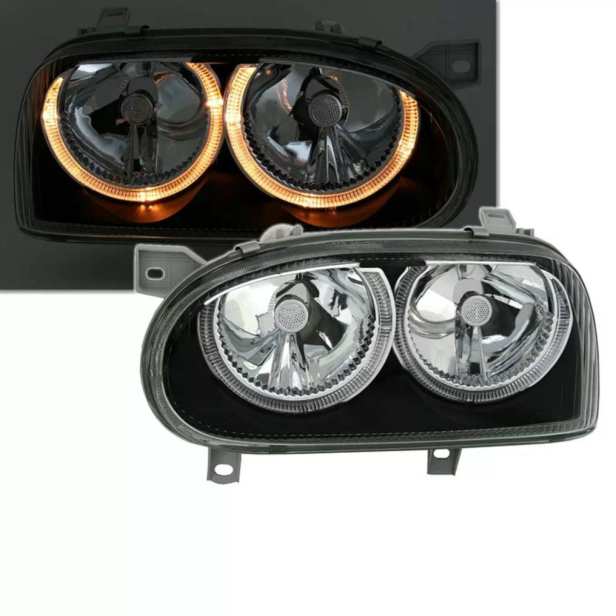 Fari Anteriori Angel Eyes Neri H7 per Volkswagen Golf 3 92-98