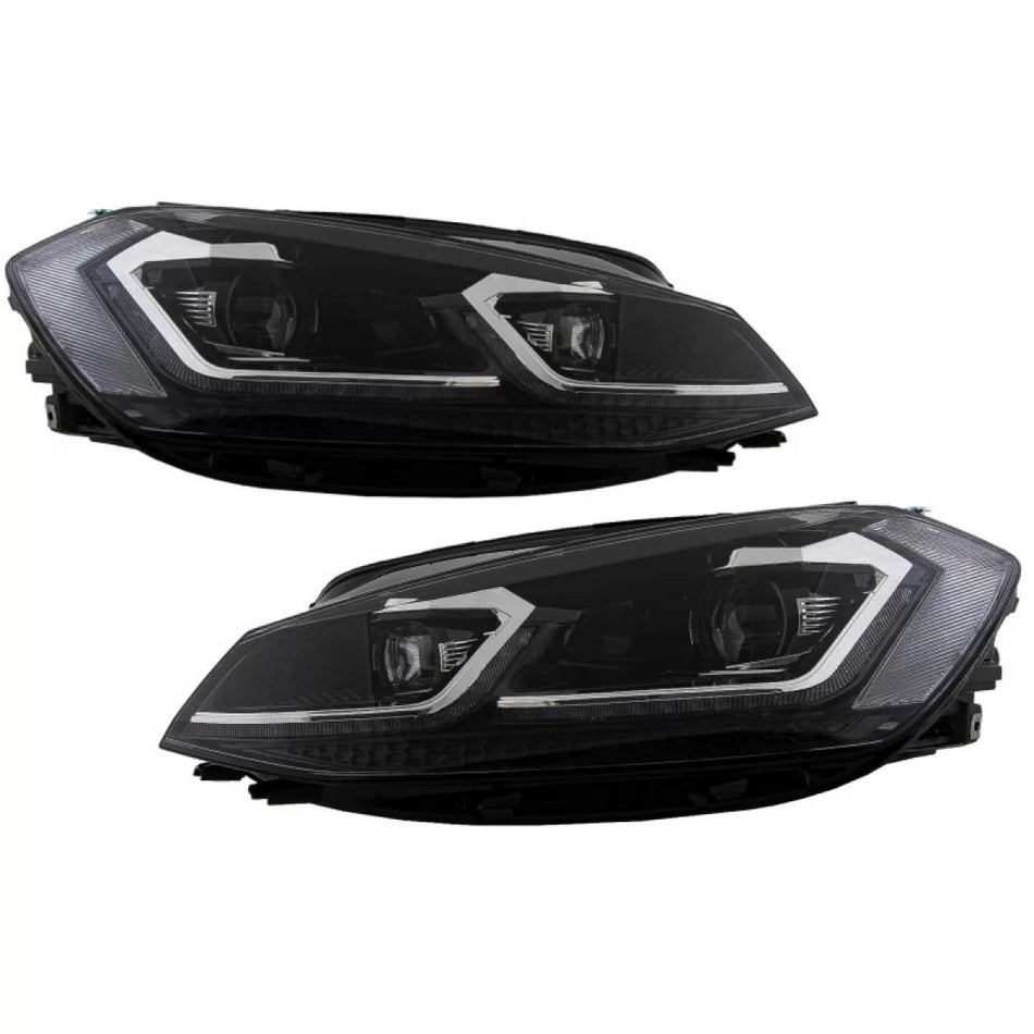Fari Anteriori con DRL e Frecce Dinamiche Neri Cromati per VW Golf 7.5 17-19