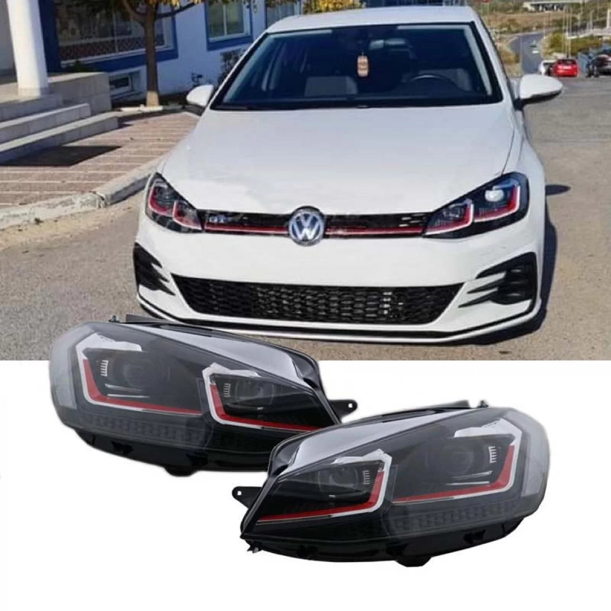 Fari Anteriori Set con DRL e Frecce Dinamiche VW Golf 7.5 17-19 Facelift H7