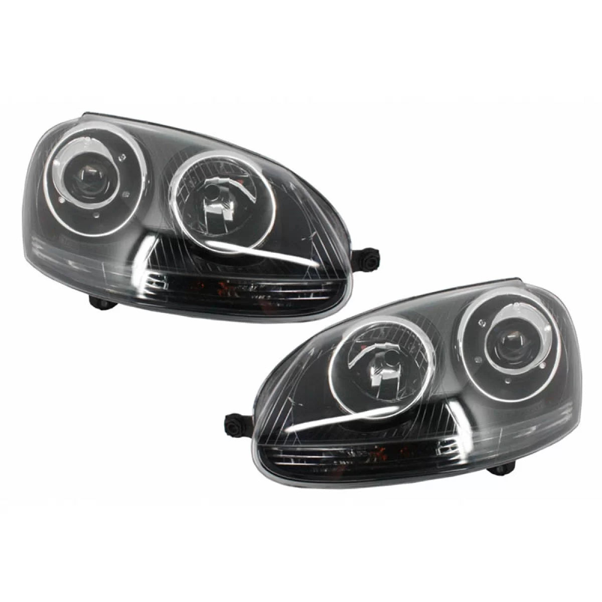 Fari Anteriori Neri con Proiettore H7 per Volkswagen Golf V 03-08 GTI R32