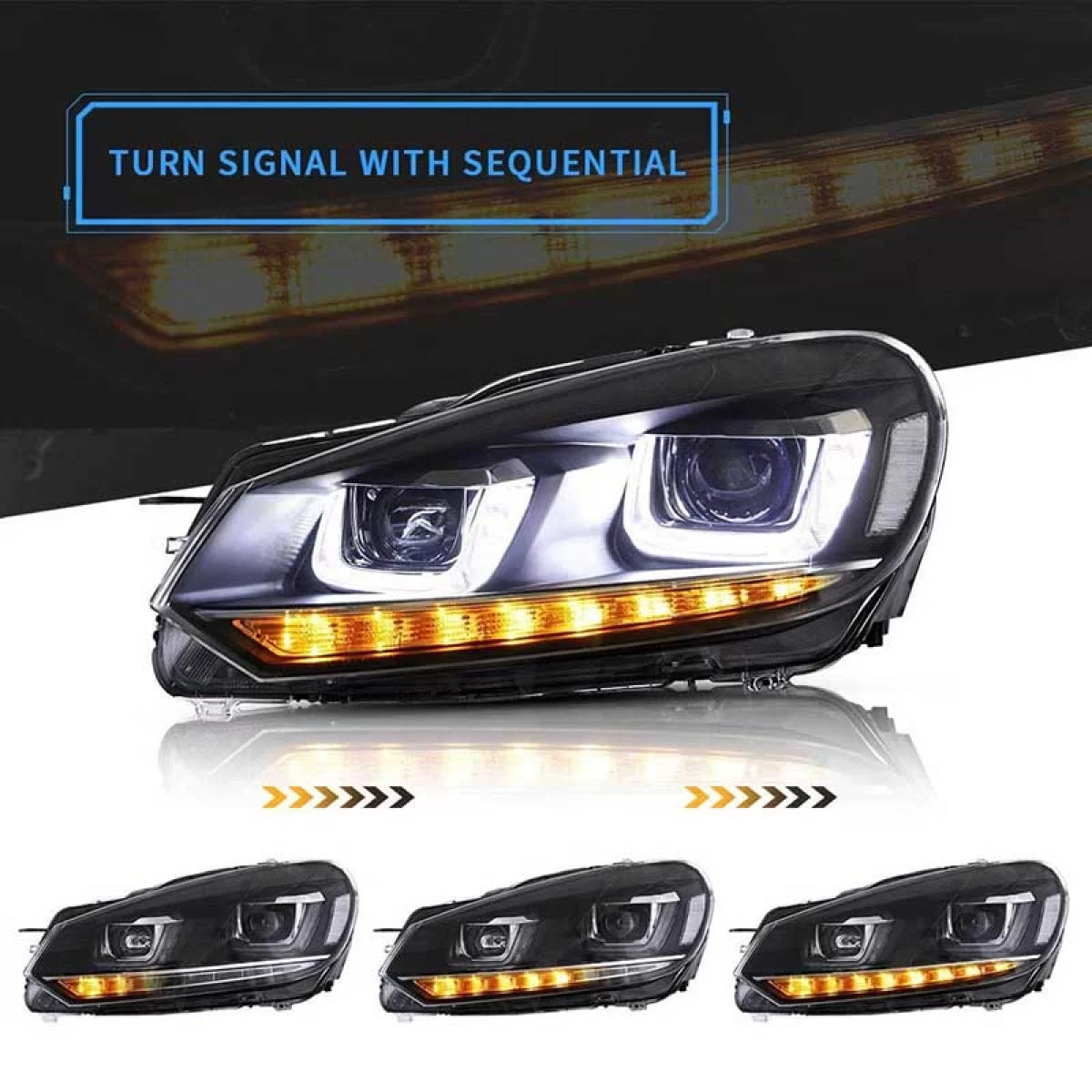 Fari Anteriori con Luci Diurne e Indicatori Dinamici VW Golf Vi 08-12 H7/h7