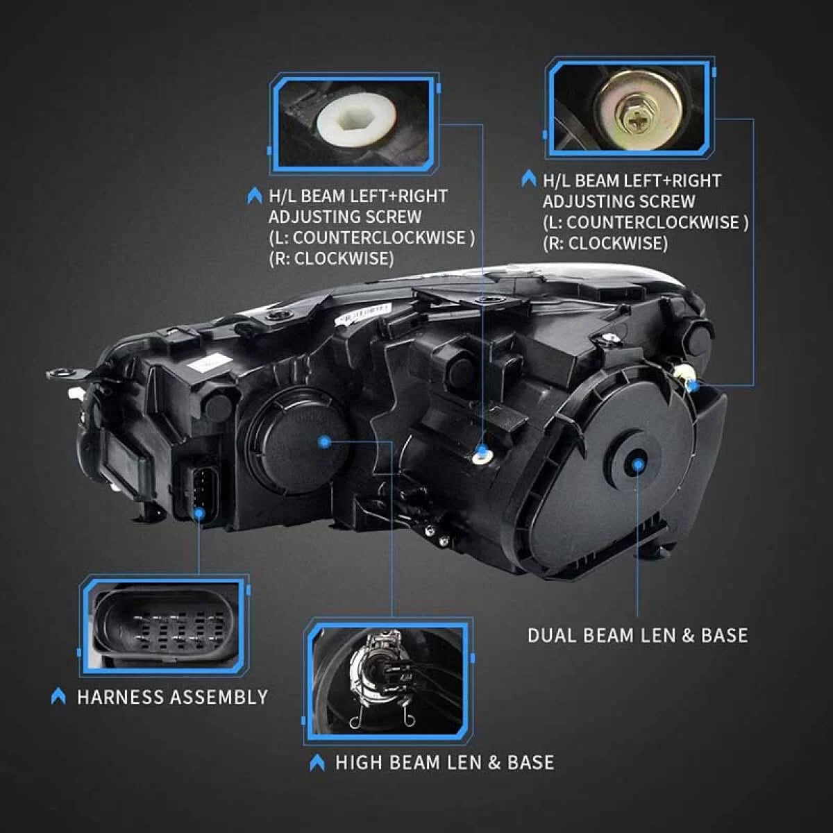 Fari Anteriori con Luci Diurne e Indicatori Dinamici VW Golf Vi 08-12 H7/h7