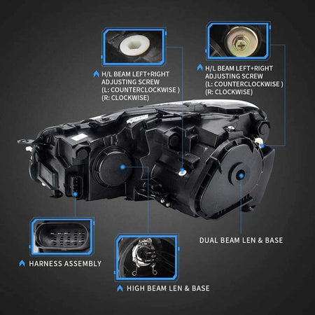 Fari Anteriori con Luci Diurne e Indicatori Dinamici VW Golf Vi 08-12 H7/h7