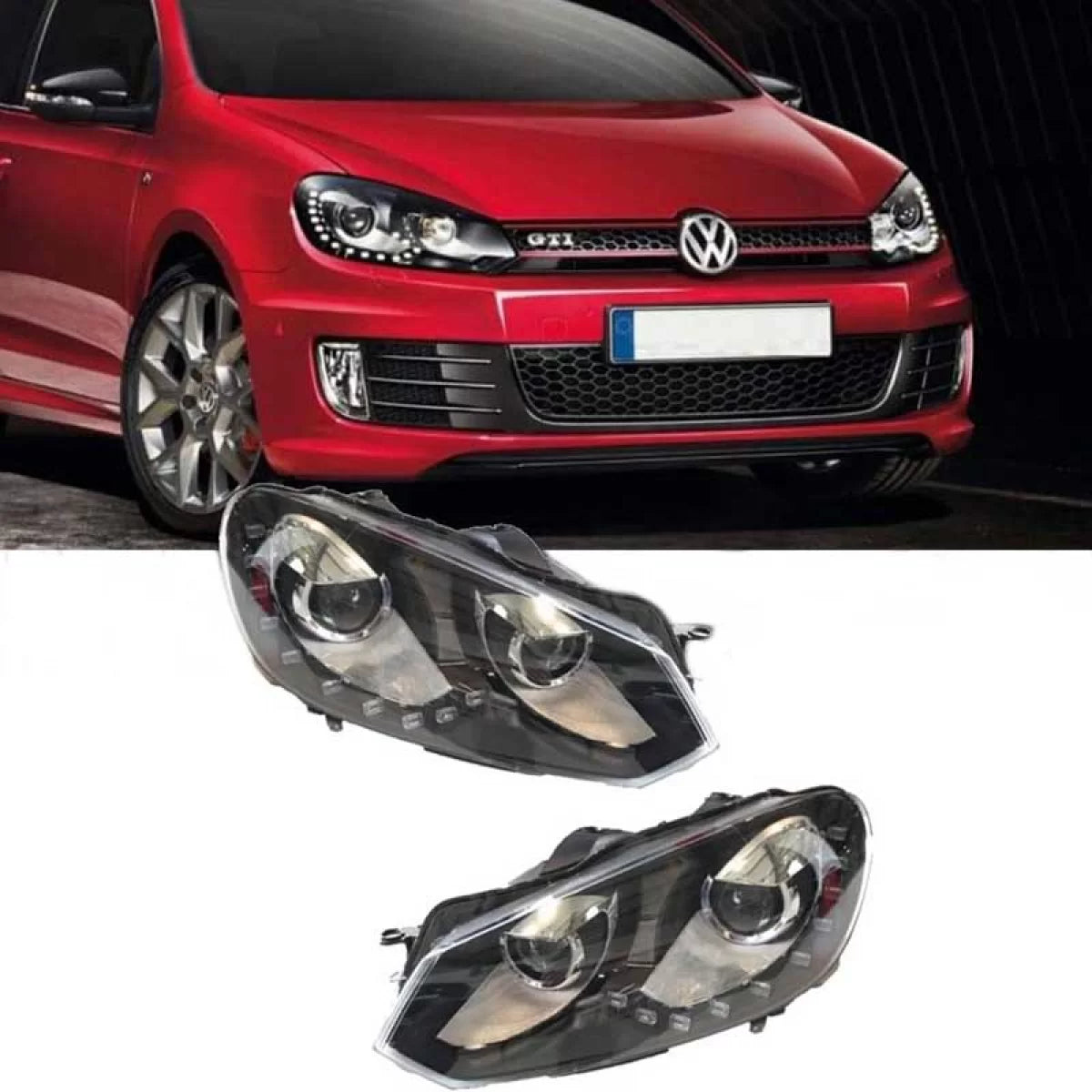 Fari Anteriori Neri H7 con Motore per Volkswagen Golf Vi 08-12 Gtir20