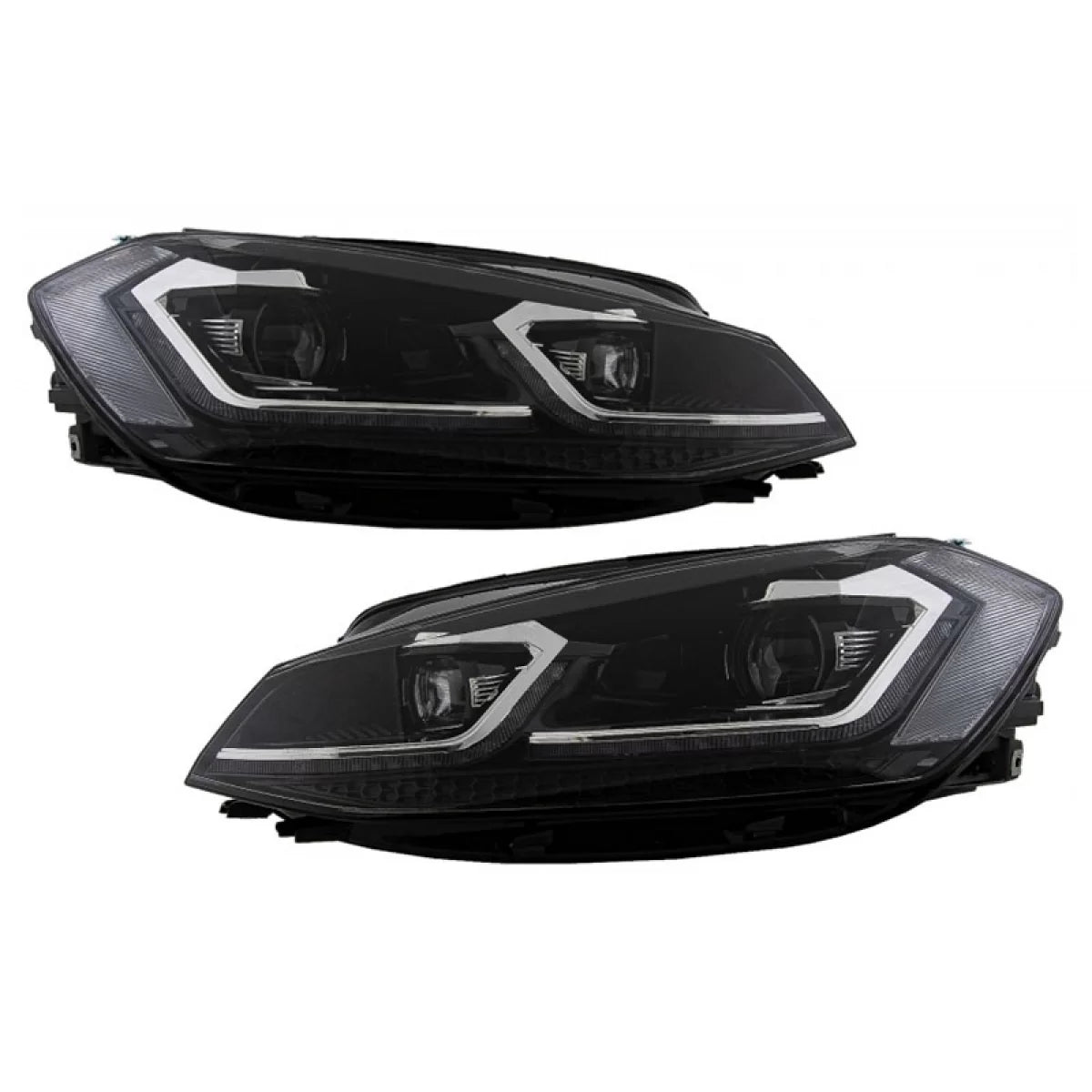 Fari Anteriori Set Nero Argento H7 con Motorino VW Golf Vii 12-17 Look 7.5 GTI