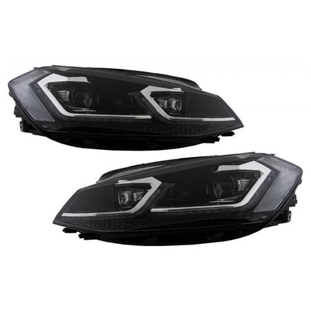 Fari Anteriori Set Nero Argento H7 con Motorino VW Golf Vii 12-17 Look 7.5 GTI