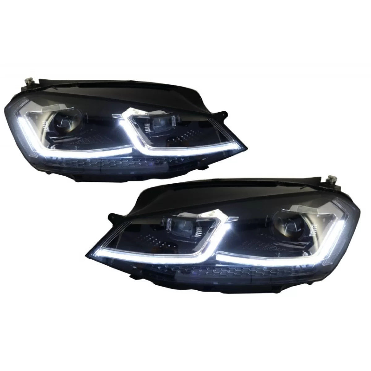 Fari Anteriori Set Nero Argento H7 con Motorino VW Golf Vii 12-17 Look 7.5 GTI