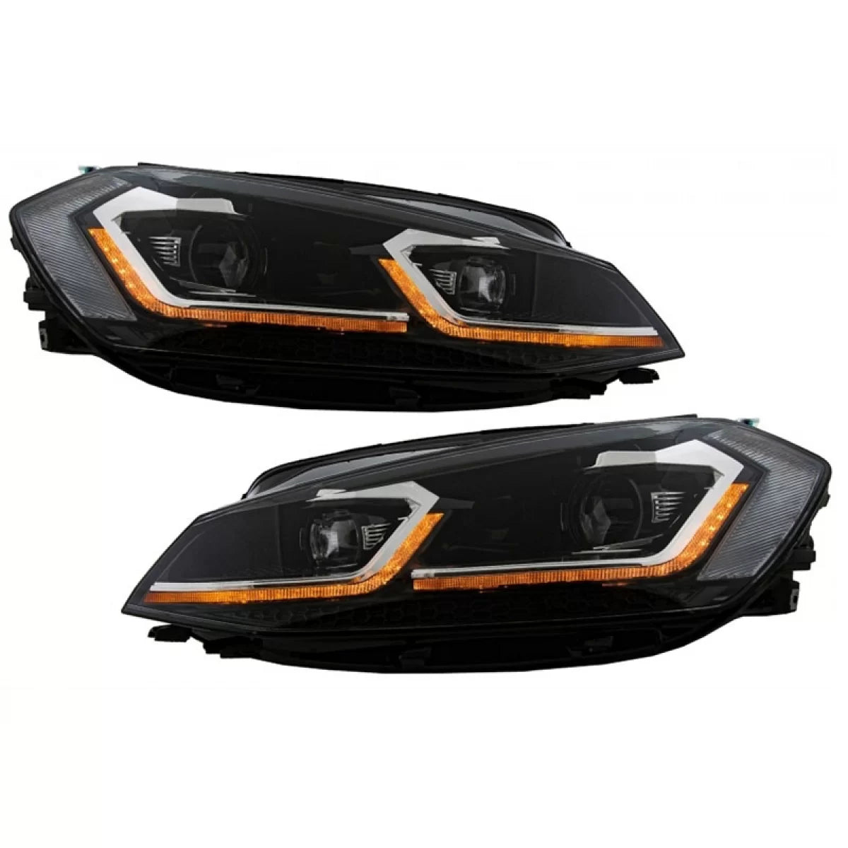 Fari Anteriori Set Nero Argento H7 con Motorino VW Golf Vii 12-17 Look 7.5 GTI