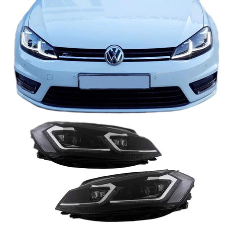 Fari Anteriori Set Nero Argento H7 con Motorino VW Golf Vii 12-17 Look 7.5 GTI