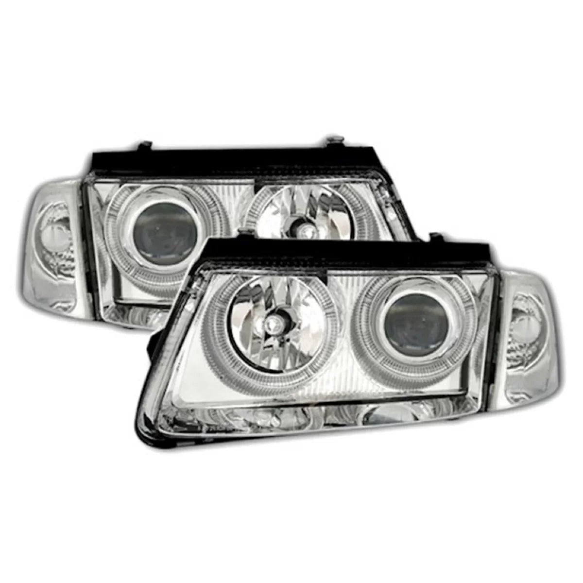 Fari Anteriori Angel Eyes Cromati H7 per Volkswagen Passat 3B 96-00