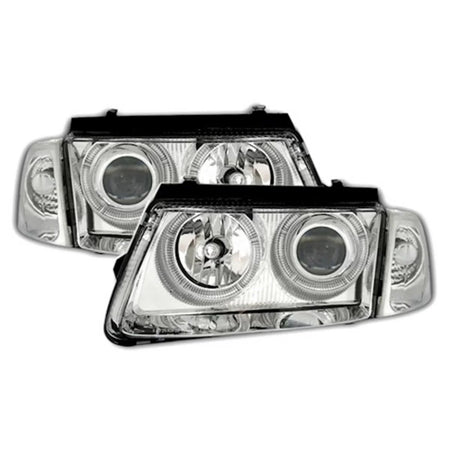 Fari Anteriori Angel Eyes Cromati H7 per Volkswagen Passat 3B 96-00
